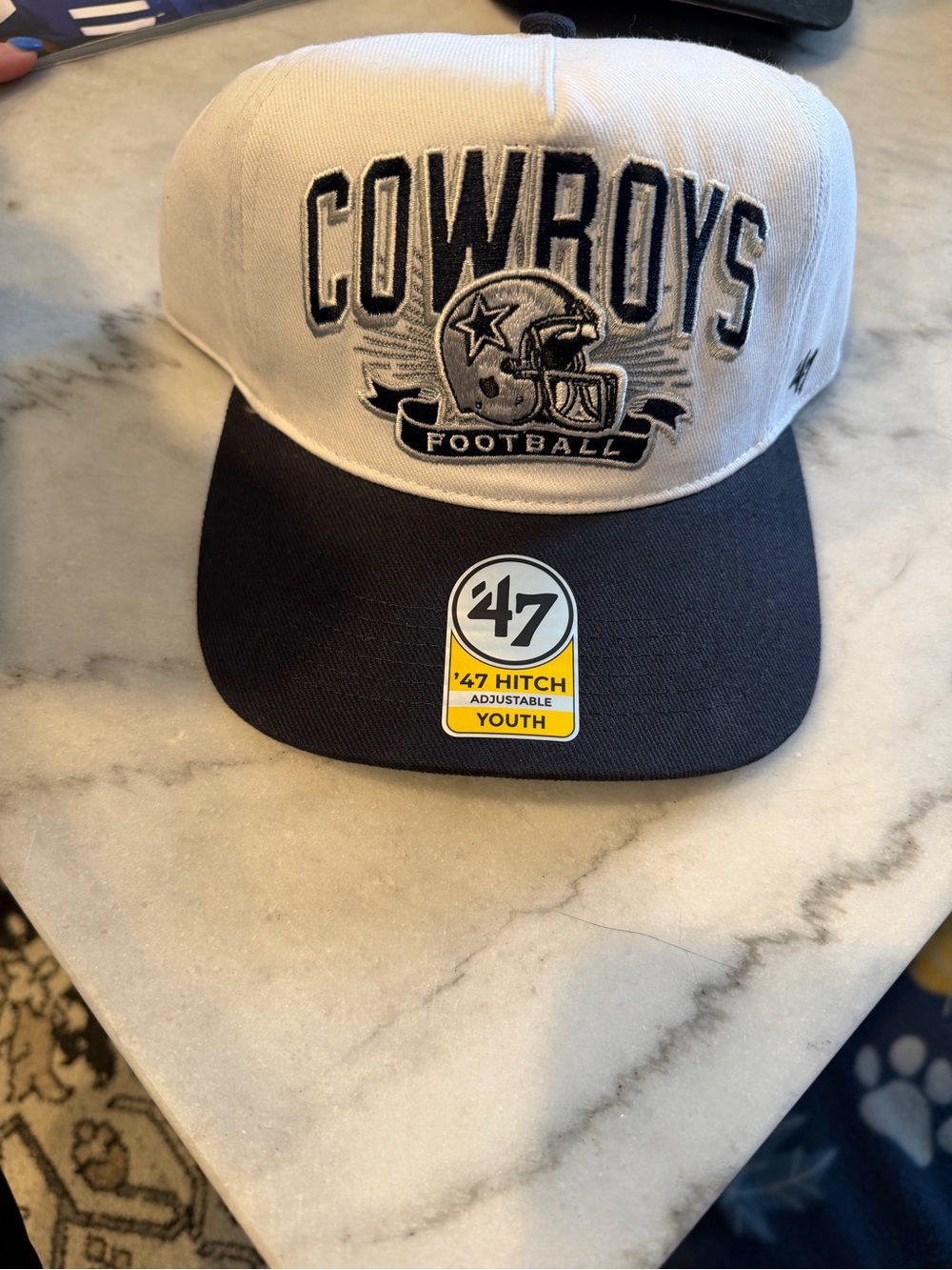 47 Youth Cowboys Two-Tone White and Navy Snapback Hat